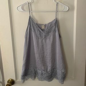 Lace lined silk tank